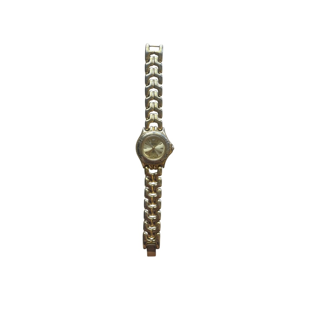 Sergio Valente Womens Gold Tone Quartz Watch Crystal Link Bracelet Small Wrist